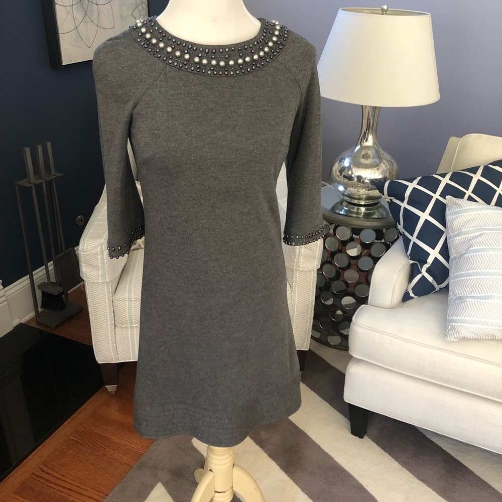 Charcoal Chetta B Sunhee beaded shift dress 2